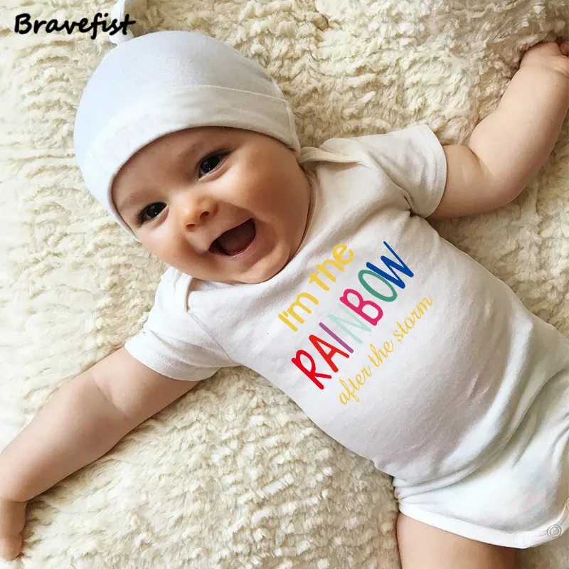 Baby Romper Newborn Infant Baby Boy Girl Cotton Short Sleeve Romper Rainbow Printed Jumpsuit