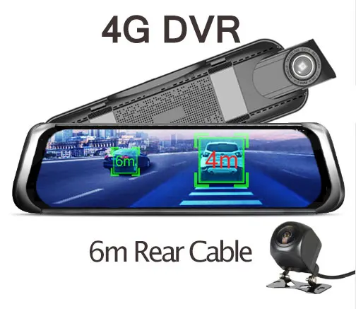 Anstar 1" 4G зеркало заднего вида DVR Автомобильная камера Android 5,1 DVRs 1080P видео рекордер Dash Cam ADAS gps wifi Авто регистраторы - Название цвета: 4G with 6m