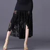 New sexy Latin dance skirts women black lace skirt irregular fish tail skirt long ballroom dance dress ► Photo 2/4