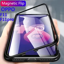 Чехол для телефона для OPPO F11 Pro F9 Pro F7 Адсорбирующихся магнитный металлический каркас чехол OPPO A1K A9 A7 A5 A7S A5S A3S R17 прозрачное стеклянное