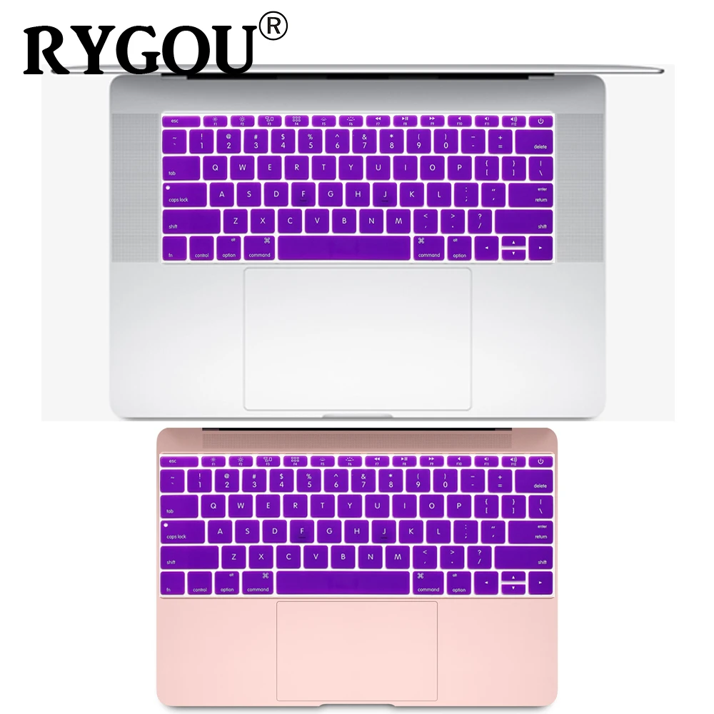 Английская Силиконовая клавиатура для MacBook Pro, 13 дюймов, не сенсорная панель, выпуск+, и для MacBook 12 дюймов, A1534, A1931, пленка для кожи - Цвет: Фиолетовый