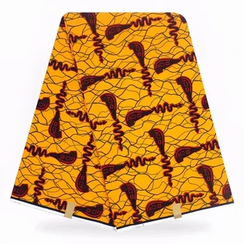

100% Cotton Yellow Ankara African Wax Fabrics Mitex Block Wax Print /Kitenge/Pagnes for African dress 100% Cotton 6 yards Y-110