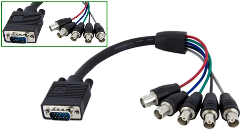 1 фут коаксиальный HD15 VGA до 5 BNC RGBHV кабель монитора M/F|vga to|monitor cablevga - vga |
