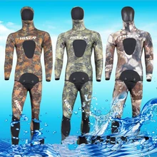 Hisea seac 3.5mm men neoprene diving suit Split wetsuit Fishing and hunting clothing Siamese CR inside material smooth skin