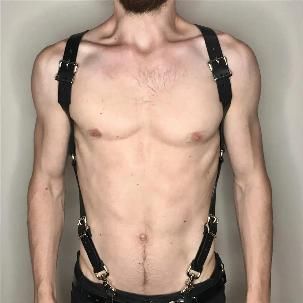 Fullyoung натуральная Искусственная кожа мужской ремень, растяжки, бондаж кожаный ремень груди, с пряжкой и ремешками Фетиш Клубная одежда игрушки для мужчин