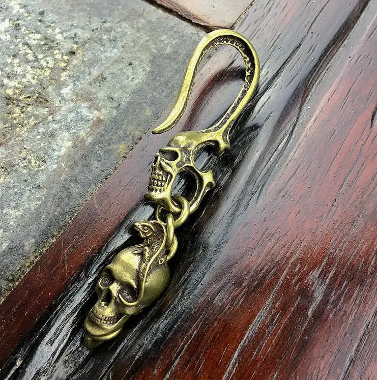 

Antique Pure Copper Brass Skull Lizard Keychains Mens Metal Gold Key Chain Ring Fob Clip S Belt Bag Wallet Hook Accessories 2018