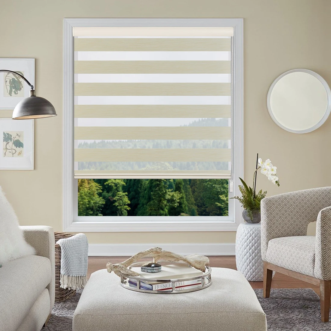 

Caffeine Elegant Adjustable Sunlight Home Valance Dual Roller Blinds Zebra Blinds Customized Blinds