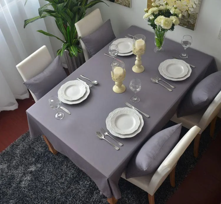 Фиолетовый серый прямоугольный Скатерти хлопок европейский твердый скатерть для вечерние свадьбы Отель Кухня покрытие стола