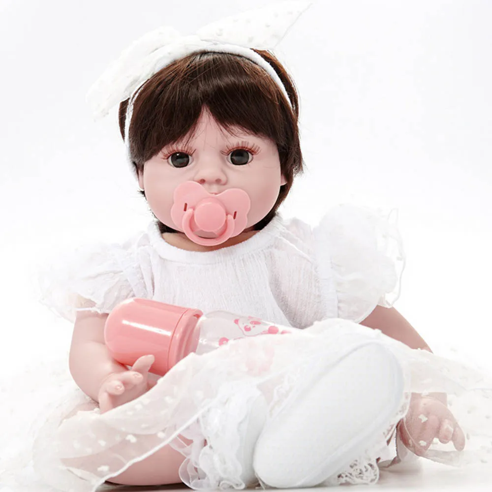

20 inches Silicone Soft Realistic Reborn Baby Doll 50cm Lifelike Girl Newborn Babies with Cloth Body Toy Kids Birthday Xmas Gift