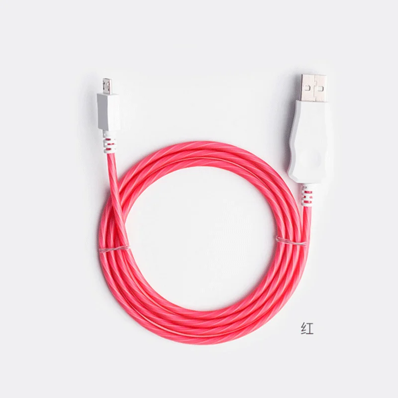 red Светодиодный светящийся зарядный кабель USB type C mi cro USB 8 контактный кабель для зарядки для samsung huawei Xiaomi mi 9 Lu mi nous зарядный провод - Цвет: red