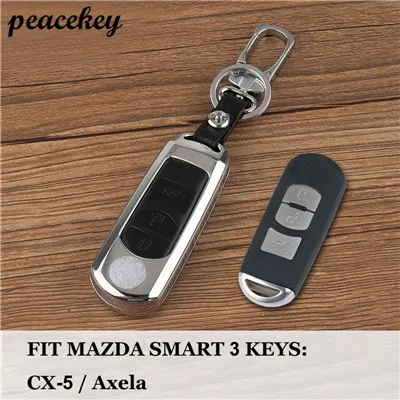 Zinc alloy+Leather Car Remote Key Case Cover For Mazda 2 3 6 Axela Atenza CX-5 CX5 CX-7 CX-9 Smart 2/3 Buttons