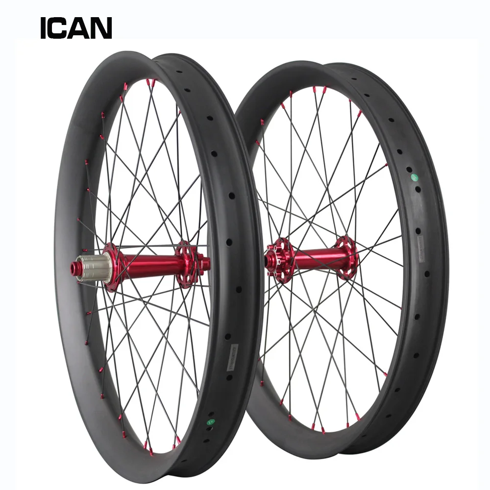 

2018 carbon fat bike wheels 26er ican fatbike wheel snow beach wheelset 65mm clincher hookless tubeless FW65