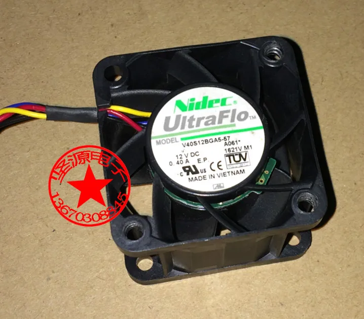 4-проводной вентилятор охлаждения сервера Nidec V40S12BGA5-57 DC 12V 0.40A 40x40x28 мм | Компьютеры