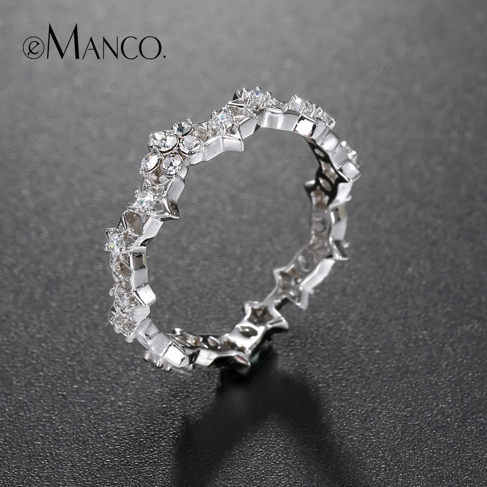 

e-Manco Diamond Wedding Bands Rings for Women 925 Silver Rings Luxury Diamond Engagement Wedding Rings Hot Gifts