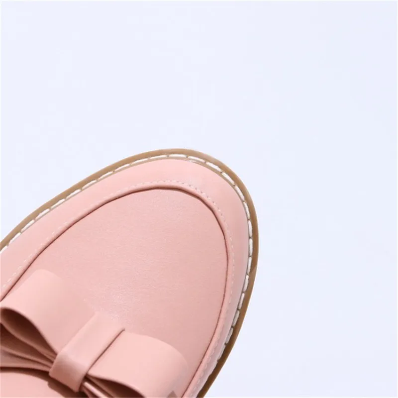 New Fashion Bow Shallow Mouth Slip-on Women Flats Sweet Ladies Casual Flat Shoes Big Size 32-43 Women Loafers Shoes Woman Oxford (7)