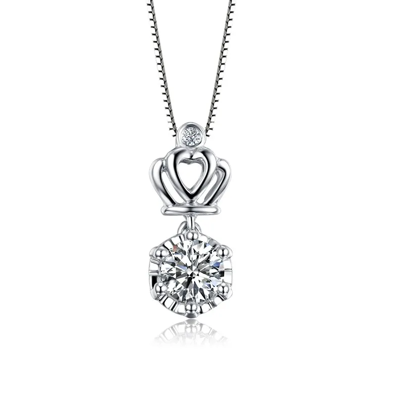 ZOCAI Crown 1,0 карат G/VS2 Certified Diamond Pendant in 18 К из белого золота (Au750) С 18 К белого золота цепи Цепочки и ожерелья D80066T_1