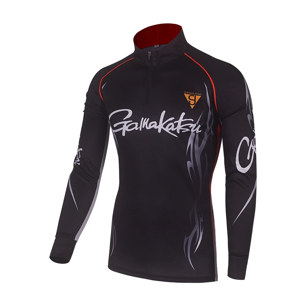 Gamakatsu новая одежда для рыбалки уличные спортивные рубашки для бега анти УФ дышащая мужская стойка воротник велосипедная туристическая одежда