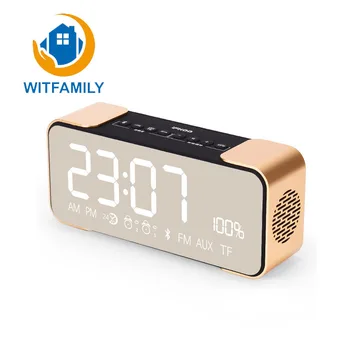 

Mini Bluetooth Audio Function Speakers 4.2 Protocol MP3 Cards Mirror Display Alarm Clock FM Radio Wireless Free Alarm Setting