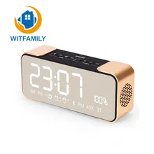 Mini Bluetooth Audio Function Speakers 4.2 Protocol MP3 Cards Mirror Display Alarm Clock FM Radio Wireless Free Alarm Setting