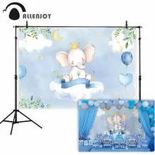 Allenjoy blue elephant photo background baby shower birthday photography backdrop photocall shoot photo studio prop fabric allenjoy scenery photo backdrop wood board blue calm sea water scape clouds photocall background for photographic studio
