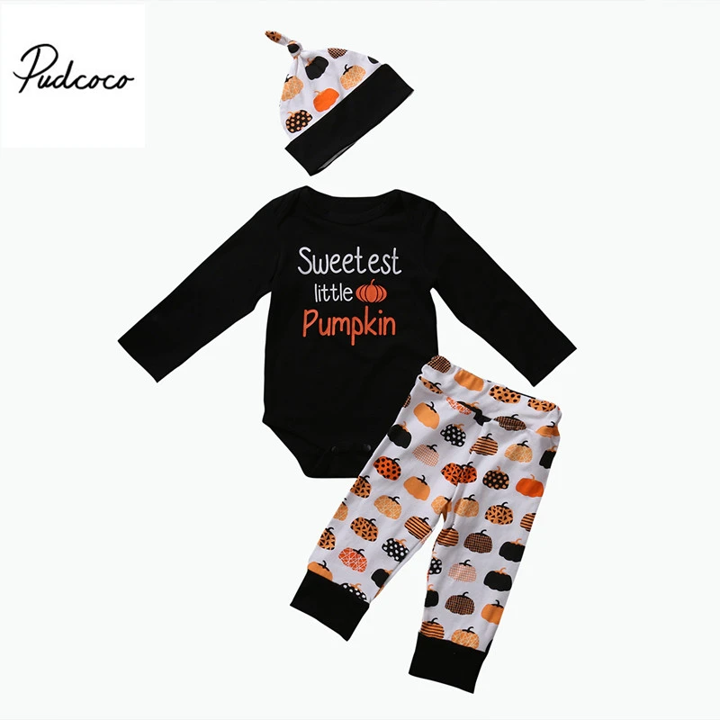 2017 Autumn Halloween Pumpkin Baby Clothes Newborn Infant Boy Girl Long