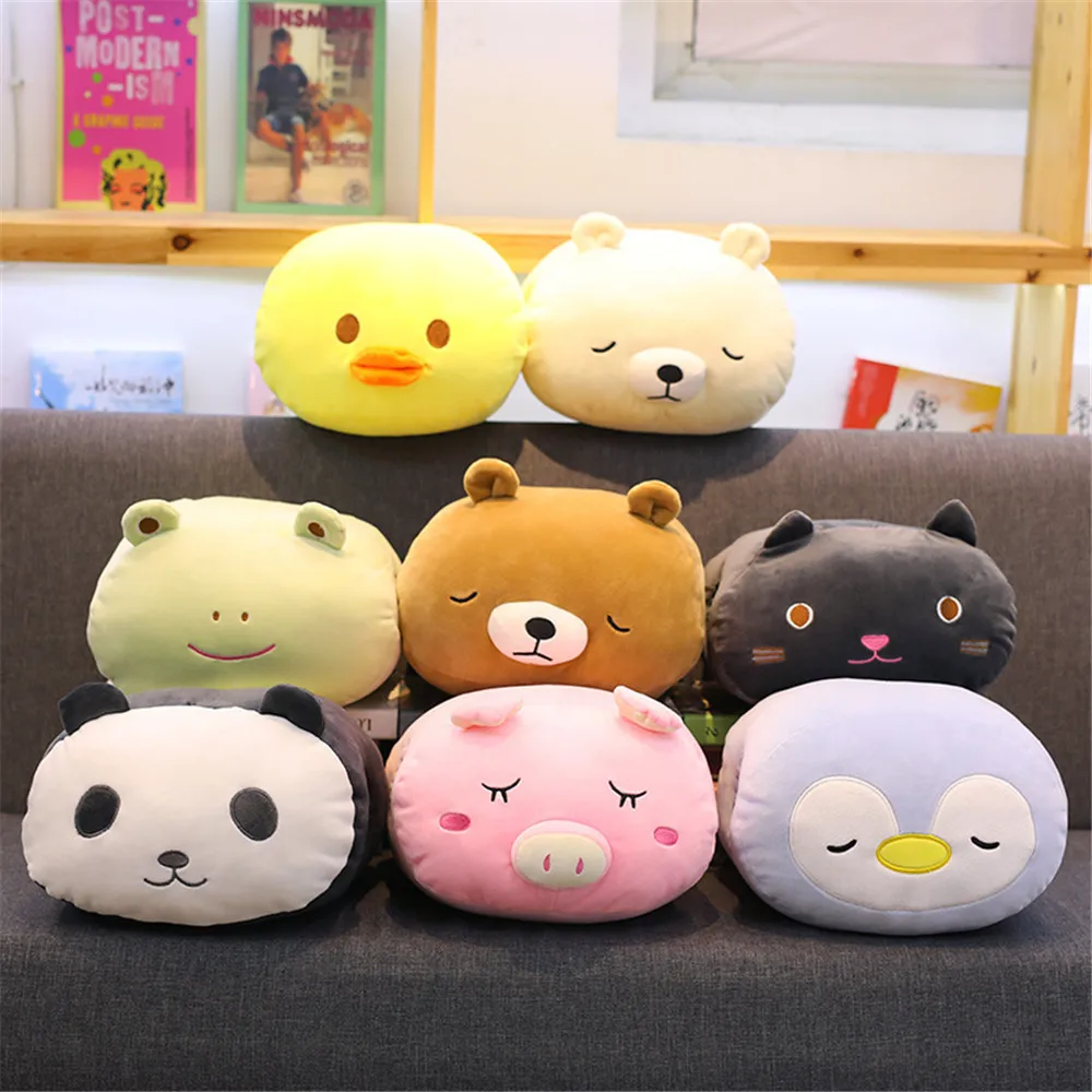 

anime animal bolster short plush pillow keep hand warm bear kids gift toys for children gift bear pig cat duck panda rabbit
