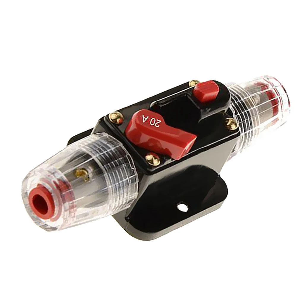 2Pcs 12V DC Car Boat Marine Audio Manual Reset Inline Circuit Breaker Fuse Holder Inverter 20A 30A AMP for System Protection