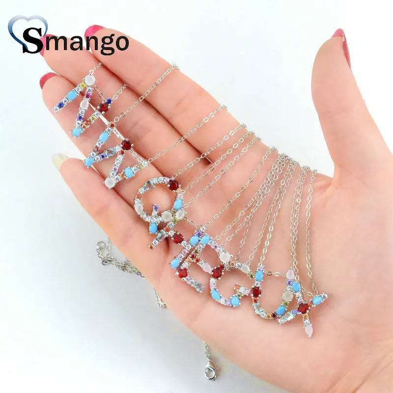 

CZ Pendant Necklace ,The Rainbow Series Women Fashion, The Letter Shapes, 2 Plating Colors,5pieces