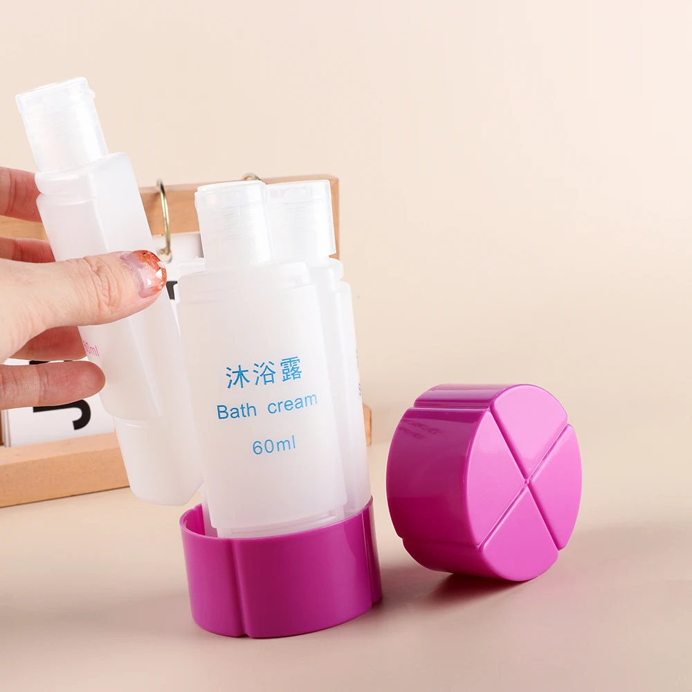 

4 in 1 Portable Liquid Empty Bottle Travel Bottle Set Plastic Cosmetic Refillable Bottles Shampoo Lotion Box