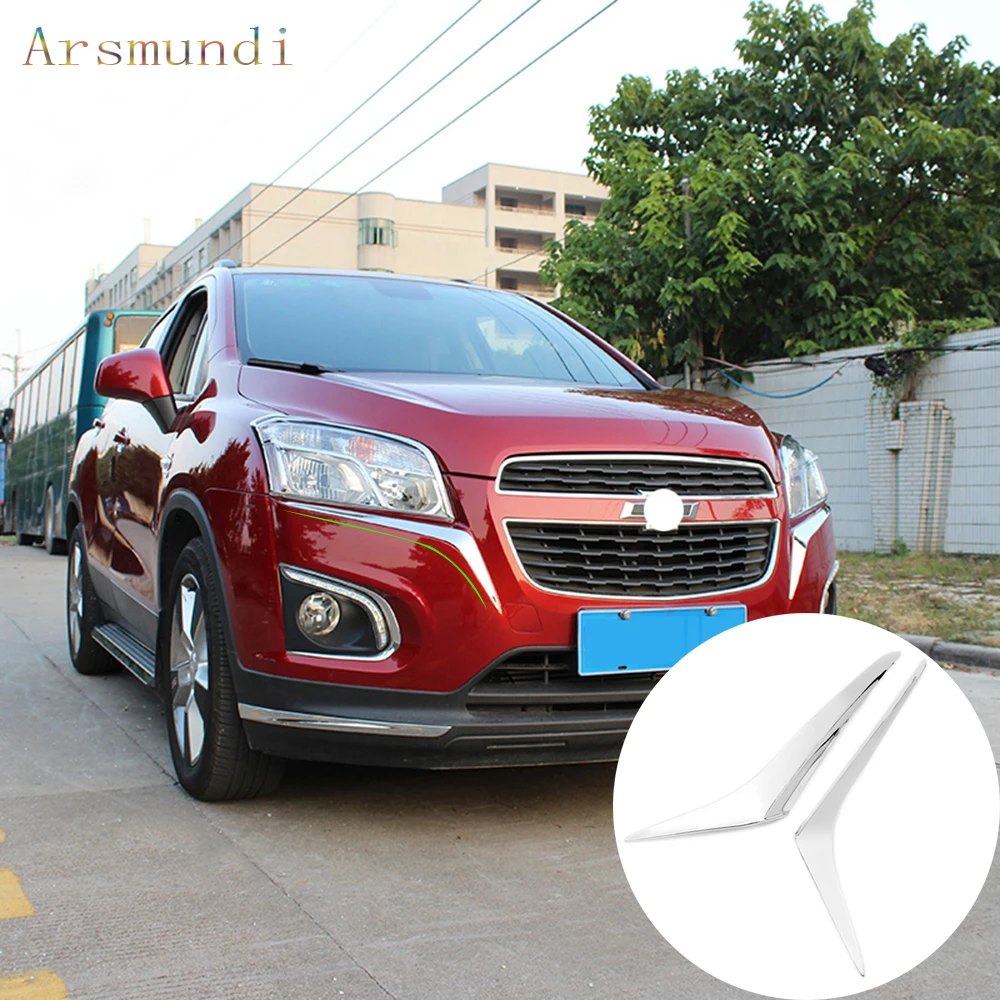 Для Chevrolet Tracker Trax 2014-2016 ABS хромированные, для передних фар для бровей реснички на фары 2 шт. стайлинга автомобилей