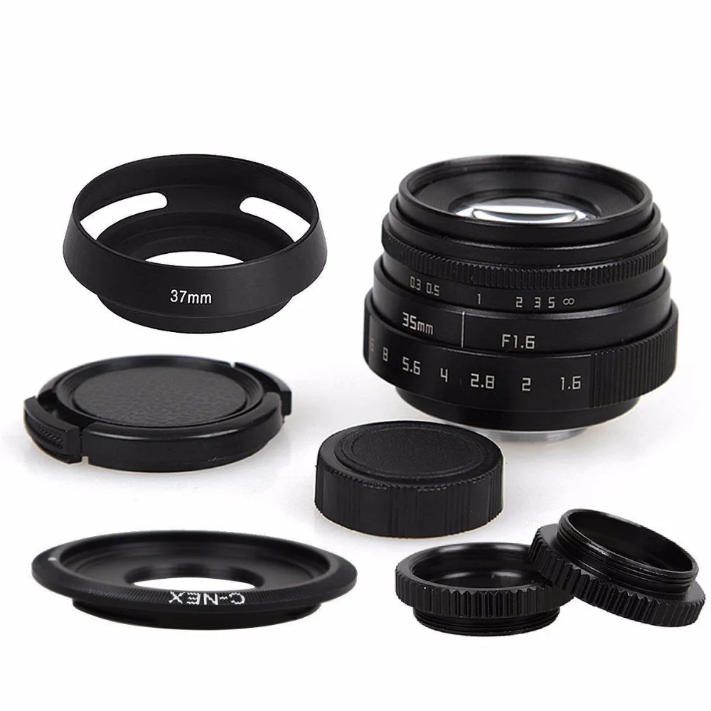 35mm F1.6 CCTV Lens C Mount Camera Lens +Lens Hood kit For Sony A6500