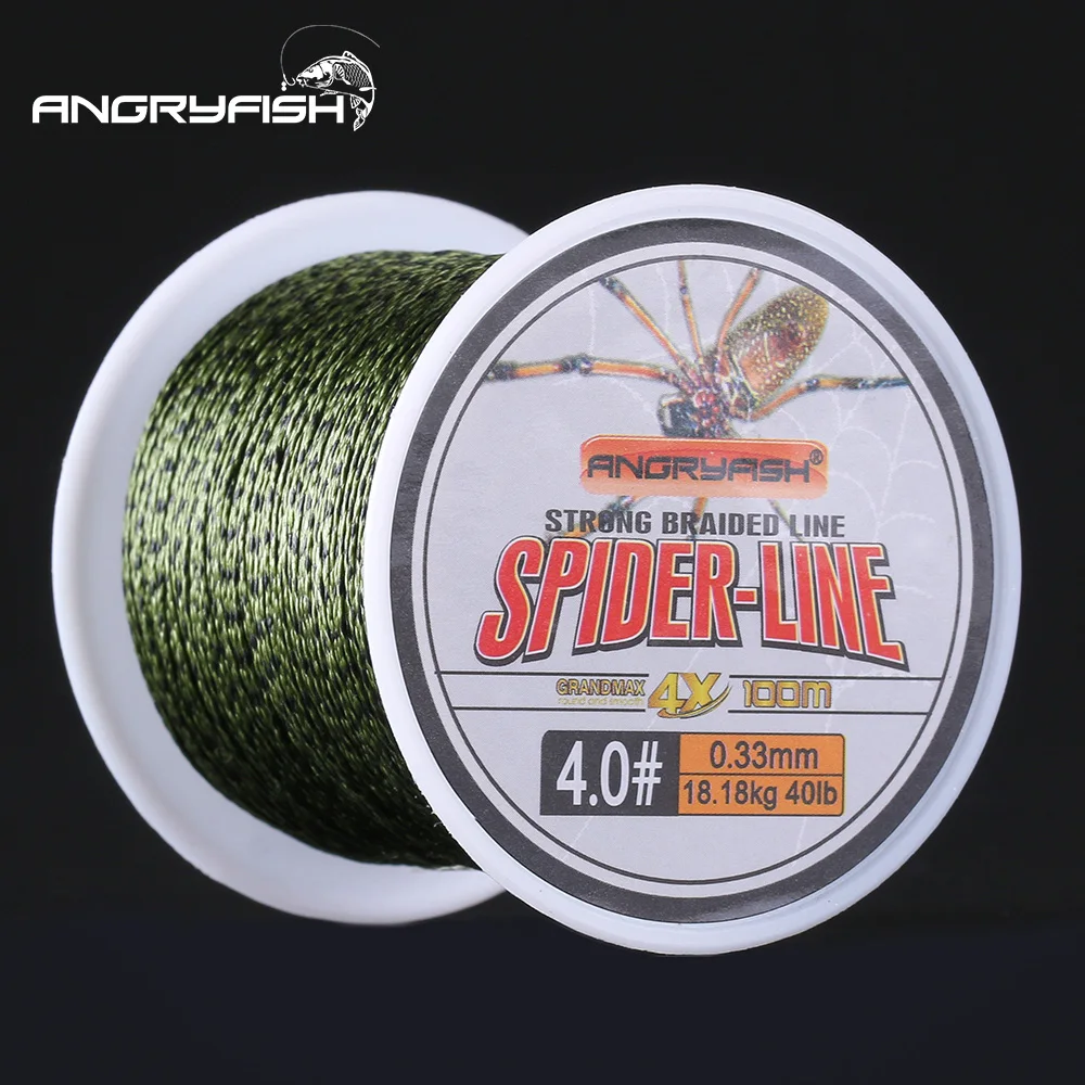 

Angryfish Brand Spider-Line Series 4 Strands 100m PE Braided Fishing Line Camouflag Green 10LB-60LB