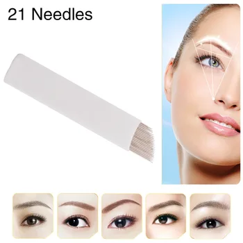 

100PCS Caution S21 Permanent Eyebrow Makeup Manual Tattoo Bevel Blades 21 Needles