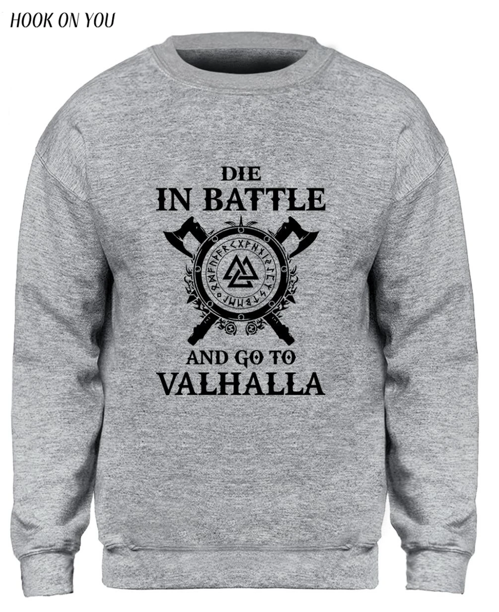 Odin Vikings Sweatshirt Men Die In Battle And Go To Valhalla Hoodie Crewneck Sweatshirts 2019 