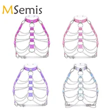 Женский Холтер тело бондаж металлическая цепочка фестивальный рейв одежда для клуба цвет ослепляющий ПВХ тело бюст портупея пояс