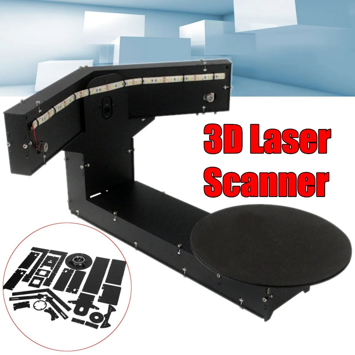 

220V Black Matte Body+Metal Frame Updated DIY 3D Laser Scanner Adapter Plate kit For Ciclop 3D Printer