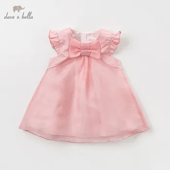 

DB10196 dave bella summer baby girl's princess cute bows solid dress children fashion party dress kids infant lolita clothes