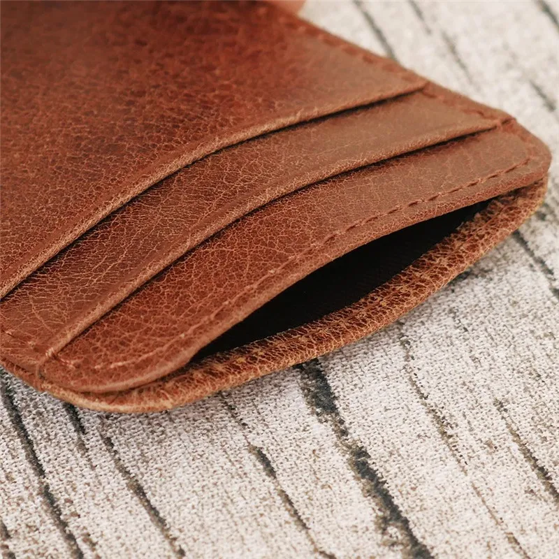 Ретро Винтаж для мужчин из натуральной кожи тонкий бумажник ID кредитный держатель для карт кошелек карты сумки подарки друзьям