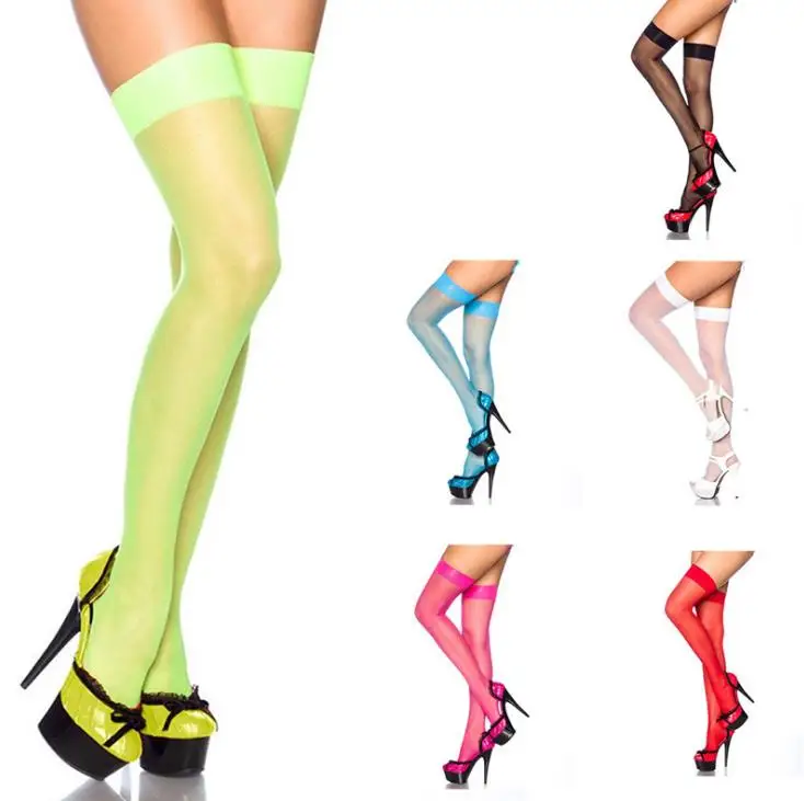 

BKLD 2019 New Fashion Candy Color Hot Style Their Stockings Summer Sexy Lady Pure Color Translucent Thin Silk Stockings