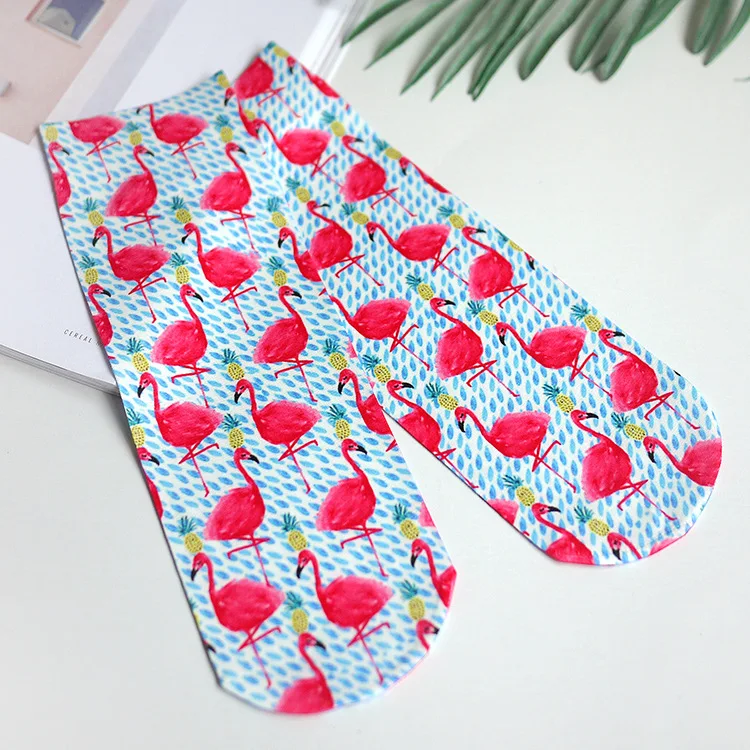 12 пар принт Фламинго Книги по искусству 4 стиль смешные носки Harajuku C Книги по искусству Ун Divertidos носки Для женщин Kawaii животного Calcetines Mujer