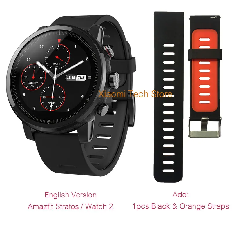 Amazfit Смарт часы Stratos 2 Xiaomi mi Hua mi спортивные умные часы английская версия с gps PPG пульсометром 5ATM водонепроницаемый - Color: Version .2 Black