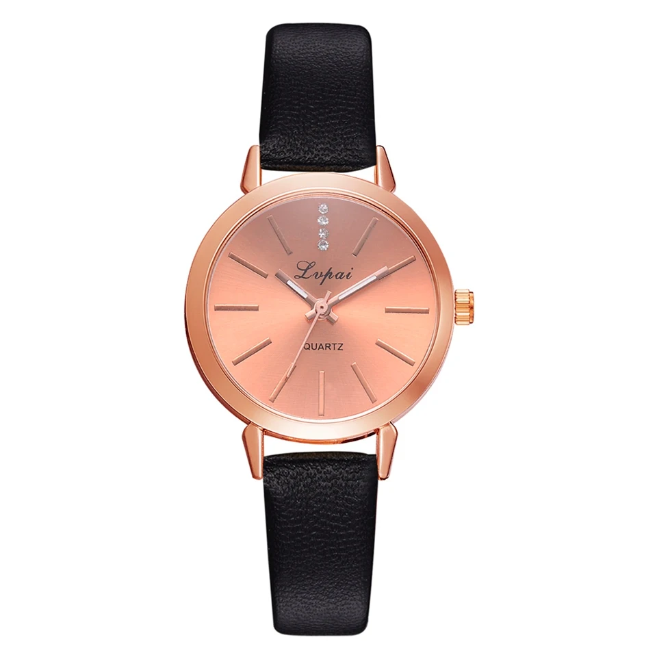 Бренд LVPAI, деловые часы для женщин, розовые красные часы, повседневные модные кварцевые часы для женщин, Прямая поставка - Цвет: 698-Black