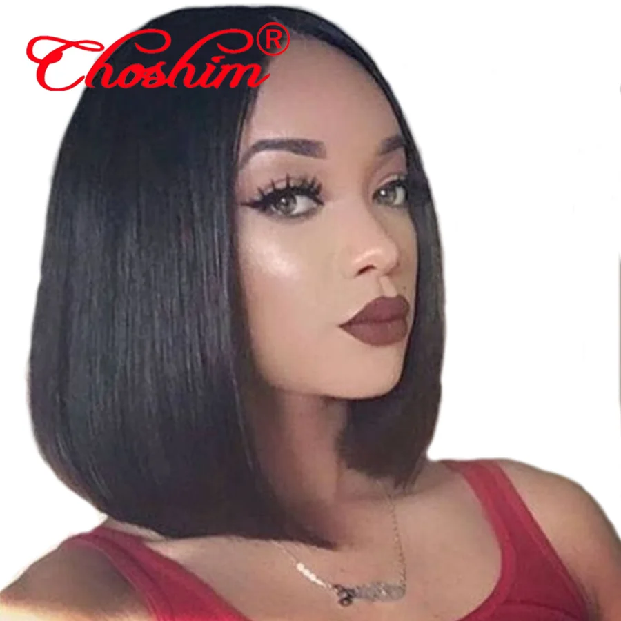 Peruvian Remy Straight Human Hair 13 4 Lace Front Wigs Middle Part
