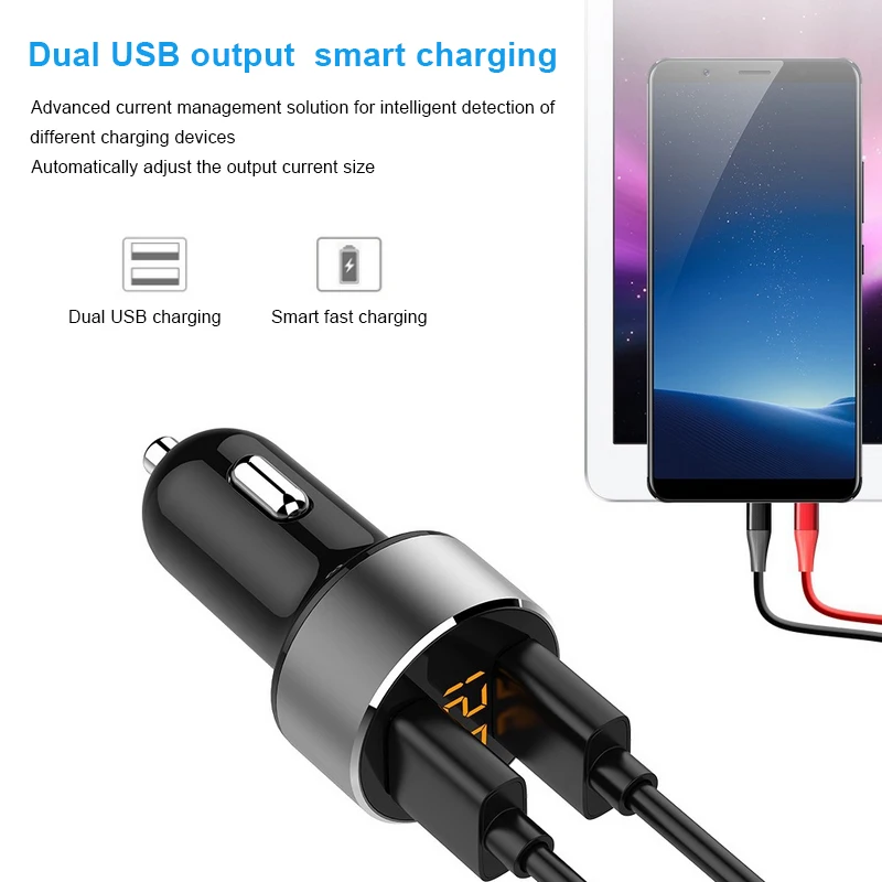 العالمي Led عرض 3.6A 2 المزدوج ميناء USB شاحن سيارة محول الشحن الفولتميتر ل فون الهاتف المحمول السيارات سيارة-شاحن