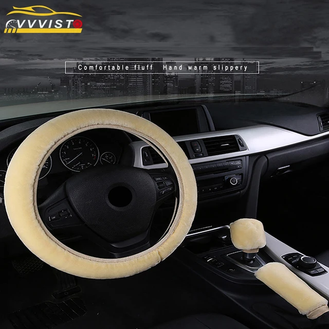 2018 Vvvist Steering Wheel Covers Artificial Cashmere Plush Winter 2018 Vvvist Steering Wheel Covers Artificial Cashmere Plush Winter Faux Fur Hand Brake Gear Cover Car