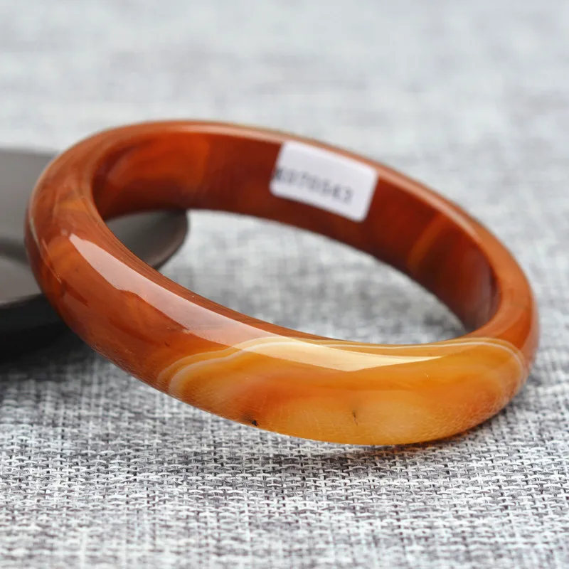 

(certificate)Drop Shipping Natural Brown yellow Chalcedony Bangle Round Bangle Bracelet Gift for women Fashion Jades Jewelry
