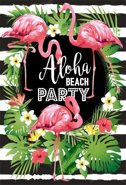 Laeacco Flamingo Beach Celebration Party Scene Baby Portrait Birthday Photographic Backgrounds Photography Photo Backdrop Studio