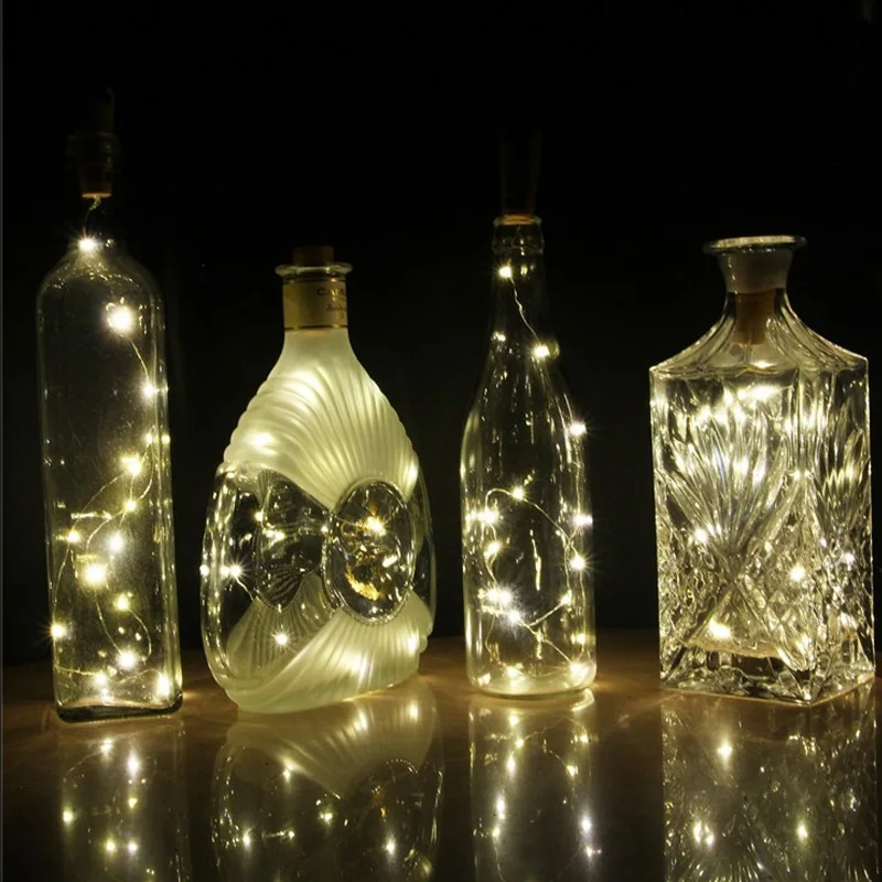 1PCS 2m 20LED Battery Powered Wine Bottle Lights 200CM Cork Shaped String Lights Christmas ...
