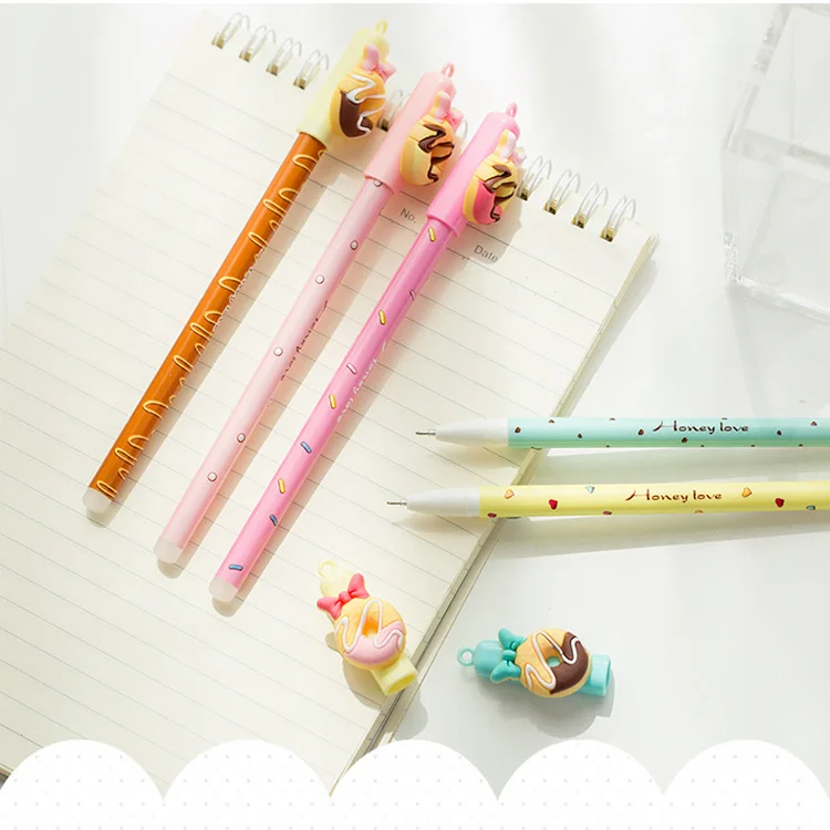 50 шт. kawaii гель чернила стираемая ручка много милые конфеты Микки пончик ручки для школы офисные принадлежности японский канцелярские студентов caneta