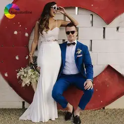 Королевский синий мужские свадебные костюмы 2018 индивидуальный заказ человек костюмы Slim Fit Жених Best человек пиджаки для женщин 2 шт. куртка